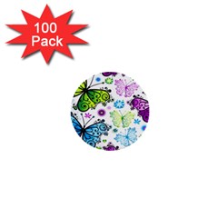 Butterflies, Abstract, Background, Colorful 1  Mini Buttons (100 Pack) 