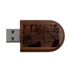 Swirly, Abstract, Multi Colored, Pattern, Wood Oval Usb Flash Drive