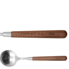 I Love Kup- Mari Kaikai On Stainless Steel Soup Spoon With Wooden Handle