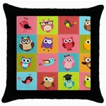 Owls Pattern, Abstract, Art, Desenho Throw Pillow Case (Black) Front