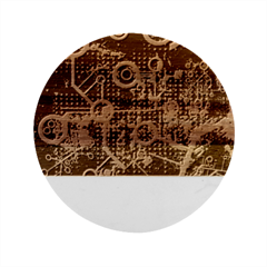Cosmic Network Geometric Art Marble Wood Coaster (round)