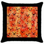 Carved Pumpkin Faces Throw Pillow Case (Black) Front