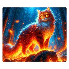 Enchanted Fire Feline Premium Plush Fleece Blanket (small)