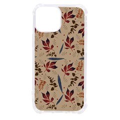 Leaves Pattern Teal Seamless Fall Iphone 13 Mini Tpu Uv Print Case