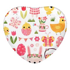 Cute Easter Bunny, Koteto, Animal, Baby Heart Glass Fridge Magnet (4 Pack)