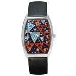 Fractal Triangle Geometric Abstract Pattern Barrel Style Metal Watch Front