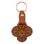 Bronze Age Mandala Engraved Wood Key Chain Front