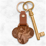 Star Lantern Lighting Engraved Wood Key Chain Front