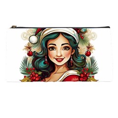 Young Woman With Santa Claus Clothes Isolated Illustration Wb Pencil Cases