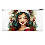 Young Woman With Santa Claus Clothes Isolated Illustration Wb Pencil Cases Back