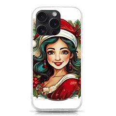 Young Woman With Santa Claus Clothes Isolated Illustration Wb Iphone 15 Pro Tpu Uv Print Case