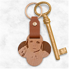 Amber Engraved Wood Key Chain