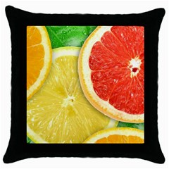 Fruit, Lemon Throw Pillow Case (black)