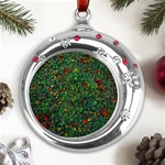 Grass Nature Meadow Metal Snowflake Red Crystal Round Ornament Front