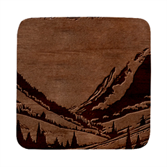 Mountains Nature Forest Landscape Square Wood Guitar Pick Holder Case And Picks Set