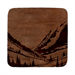 Mountains Nature Forest Landscape Square Wood Guitar Pick Holder Case And Picks Set Front
