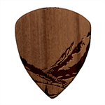 Mountains Nature Forest Landscape Square Wood Guitar Pick Holder Case And Picks Set Pick