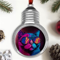 Cute Pop Art Cat Metal Light Bulb Shape Ornament