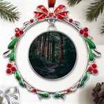 Forest Jungle Trees Tropics Metal X mas Wreath Ribbon Ornament Front