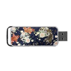 Japanese Wave Koi Illustration Pattern Portable Usb Flash (two Sides)