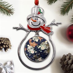 Japanese Wave Koi Illustration Pattern Metal Snowman Ornament