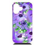 Purple Flower Nature iPhone 16 Black UV Print PC Hardshell Case Front