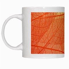 Abstract Texture Of Colorful Bright Pattern Of Transparent Leaves Of Orange And Yellow Color White Mug