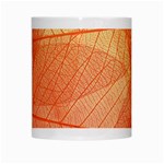 Abstract Texture Of Colorful Bright Pattern Of Transparent Leaves Of Orange And Yellow Color White Mug Center