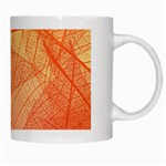 Abstract Texture Of Colorful Bright Pattern Of Transparent Leaves Of Orange And Yellow Color White Mug Right