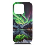 Lake Mountains Aorora Northern Lights Snow iPhone 16 Pro Max Black UV Print PC Hardshell Case Front