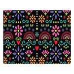 Mexican Folk Art Seamless Pattern Colorful Two Sides Premium Plush Fleece Blanket (Large) 80 x60  Blanket Back