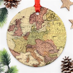 Retro Old Vintage Map Of Europe Round Ornament (two Sides)