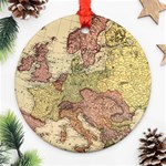 Retro Old Vintage Map Of Europe Round Ornament (Two Sides) Back