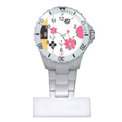  Minimalist Pattern With Simple Lines,flower And Shapes, Creating A Clean And Modern Plastic Nurses Watch