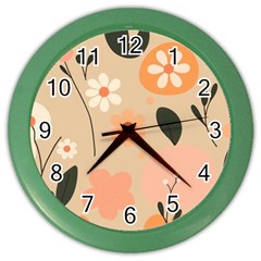 Minimalist Pattern With Simple Lines,flower And Shapes, Creating A Clean And Modern Color Wall Clock