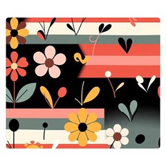  Minimalist Pattern With Simple Lines,flower And Shapes, Creating A Clean And Modern Premium Plush Fleece Blanket (small)