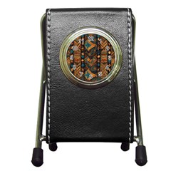 Tribal Chic Pen Holder Desk Clock