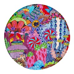 Cabbage Flower Abstract Round Glass Fridge Magnet (4 Pack)