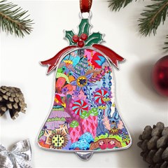 Cabbage Flower Abstract Metal Holly Leaf Bell Ornament