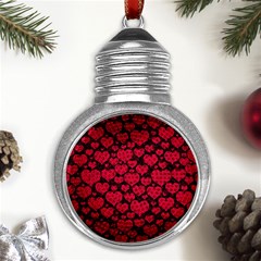 Valentines Day Hearts Pattern Love Red Metal Light Bulb Shape Ornament