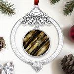 Gold Rush Metal Silver X mas Leaves Round Ornament Front