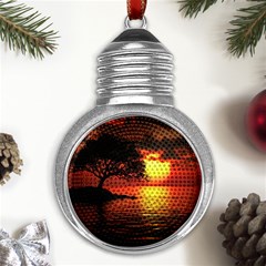 Sunset Nature Sea Dusk Landscape Metal Light Bulb Shape Ornament