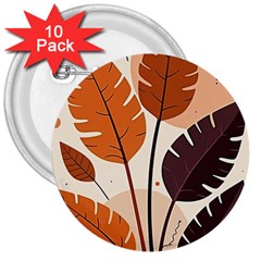 Leaves Boho Monster Nature 3  Buttons (10 Pack) 