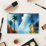 Delicate Watercolor Painting Surreal Oasis Scene With Intense Dramatic Lighting Cosmetic Bag (Medium) Front