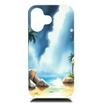 Delicate Watercolor Painting Surreal Oasis Scene With Intense Dramatic Lighting iPhone 16 Black UV Print PC Hardshell Case Front