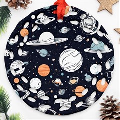 Space Galaxy Universe Stars Sky Round Filigree Ornament (two Sides)