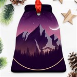 Mountain Night Crescent Moon Ornament (Bell) Front