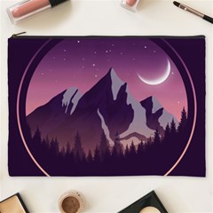 Mountain Night Crescent Moon Cosmetic Bag (xxxl)