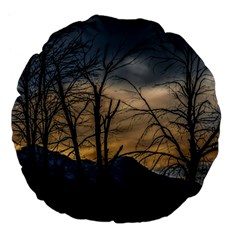 Tree Silhouette At Border Of Nahuel Haupi Lake, Rio Negro, Argentina Large 18  Premium Flano Round Cushions