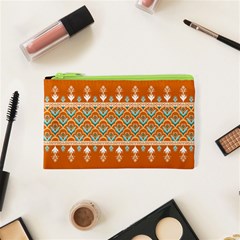 Winter Wonderland Seamless Pattern: Christmas Trees & Snowflakes On Dark Background Cosmetic Bag (xs)